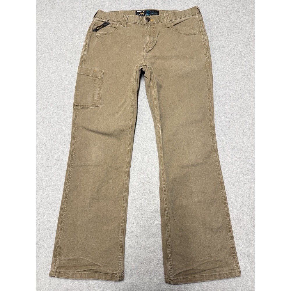Ariat Rebar M7 Pants Mens 33x30 Beige Slim Straight Leg Carpenter Workwear